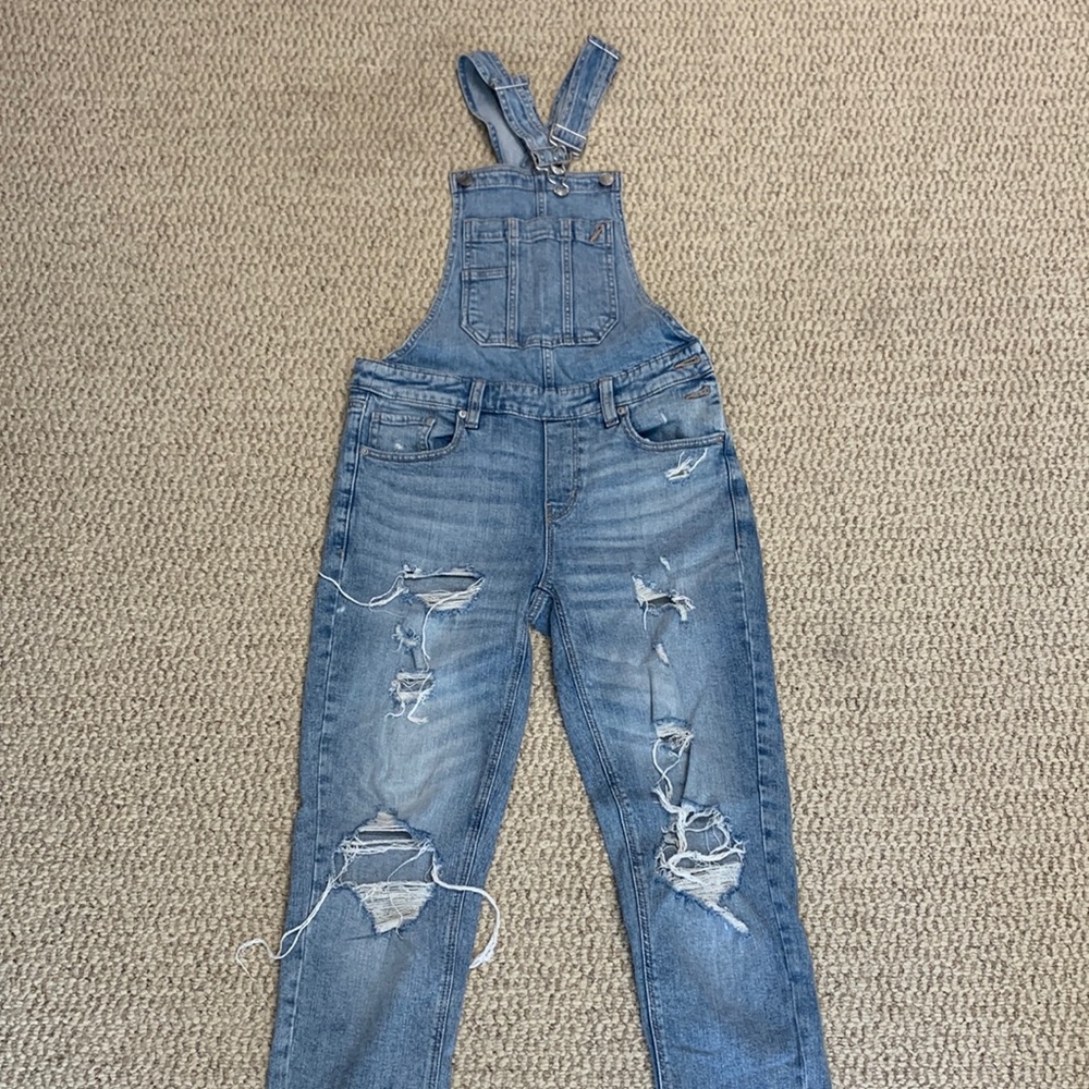 Garage XS distressed denim overalls